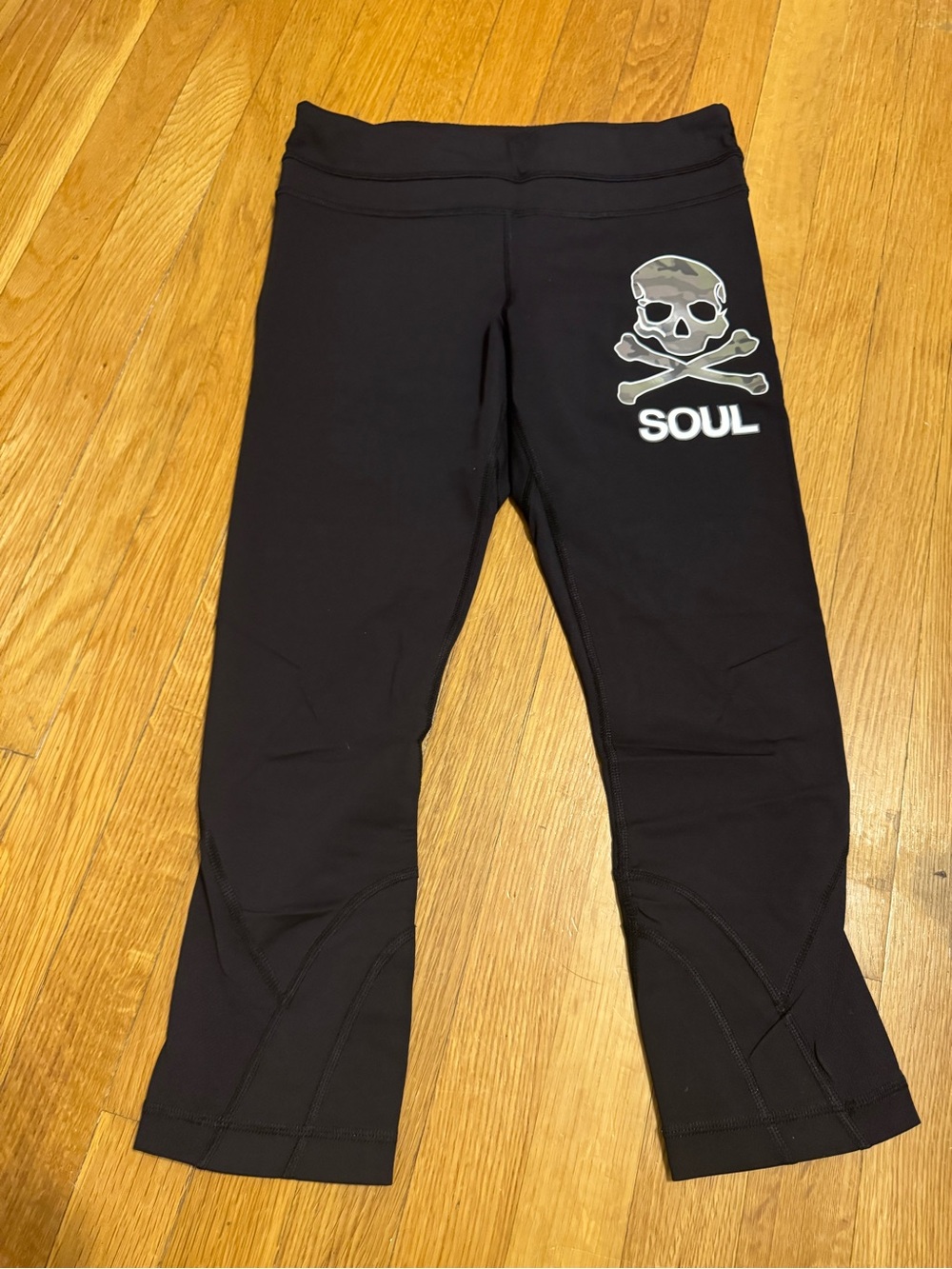 lululemon athletica Black Leggings with Skull & "SOUL" Graphic